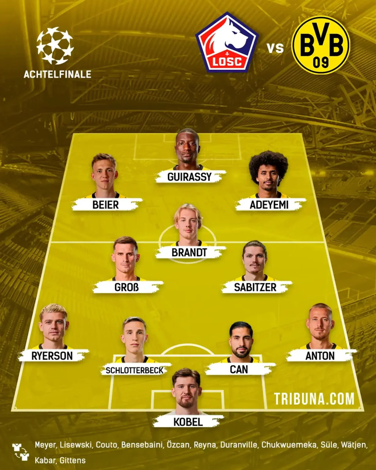 aufstellungen: teilnehmer: borussia dortmund gegen lille osc